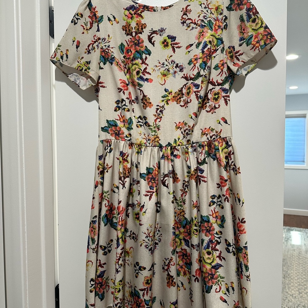 Topshop Red and Blue Ruffled Tiered Midi Dress